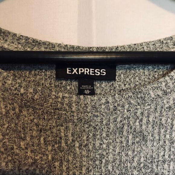 Express Shirt Ribbed Stretch Top Women’s XS Dolman Sleeve Gray Oversized - Picture 2 of 5